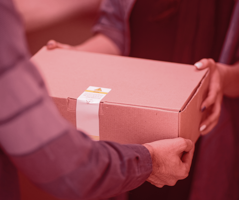 Shipping box with packing material